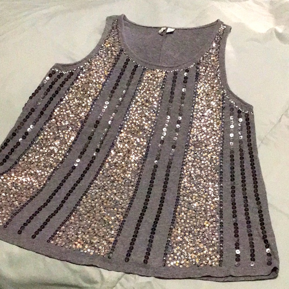 Grey Multi Sequin Tank Top